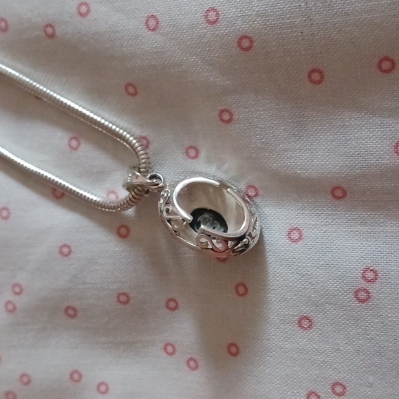 Vintage 925 Silver Onyx Stone Crystal Pendant Necklace - Picture 3 of 10